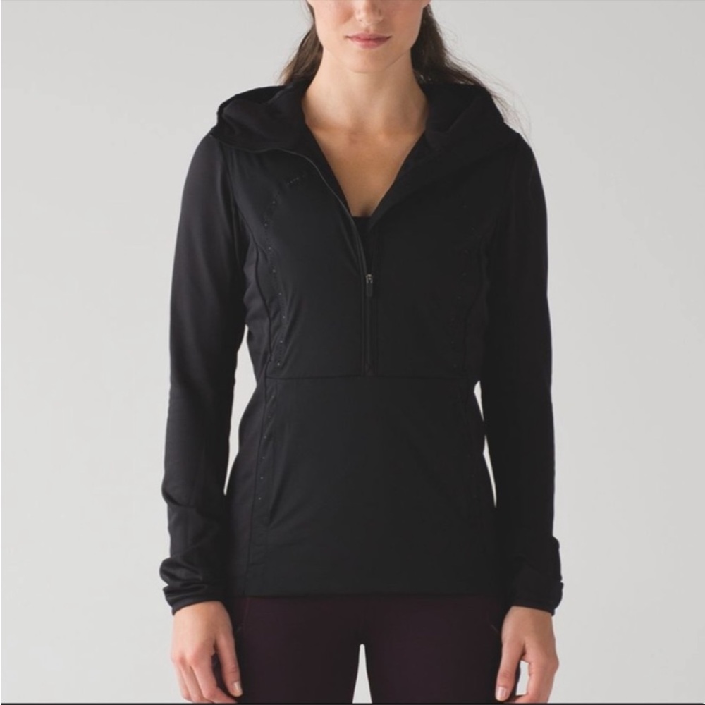 Lululemon Run For Cold Pullover Black 1/2 Zip Hooded Primaloft Hooded NWOT